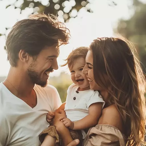 Image of a couple holding the key to their new home